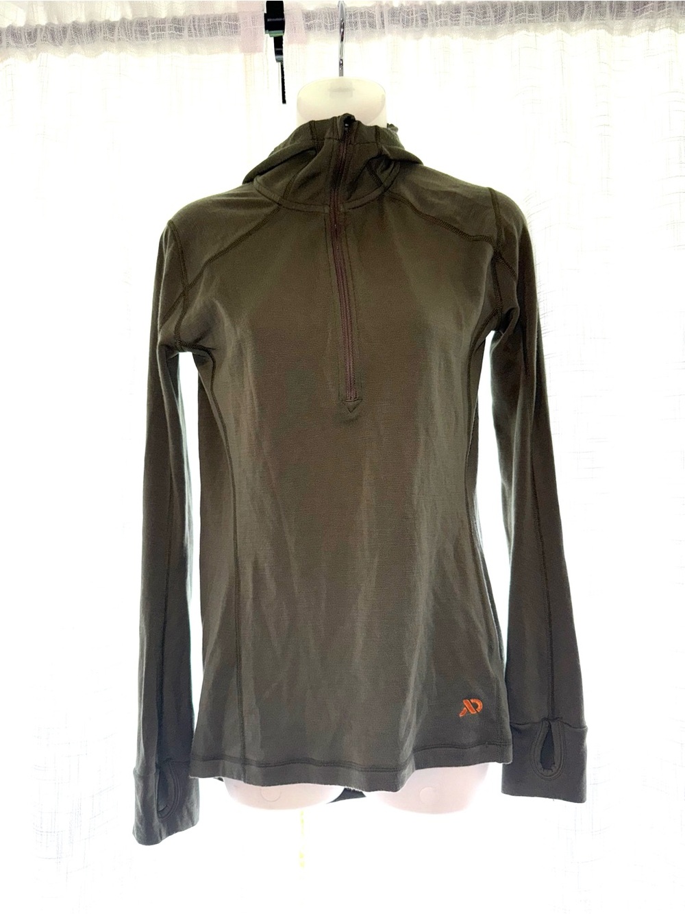 First Lite Green Hooded Pullover Merino Kiln Midweight 250 long sleeve baselayer